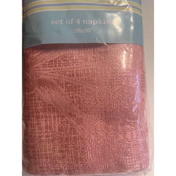 Blossom Bloom Pink Jacquard Easter Egg Napkins Table Scarves 20x20” Square 4pc - Picture 2 of 6